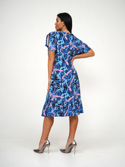 Платье женское, цвет голубой синий розовый