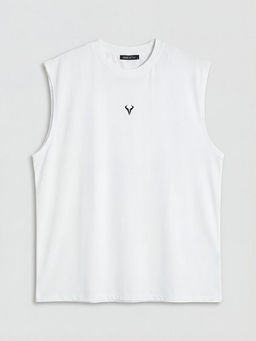 Bisiklet Yaka Bask?l? Kolsuz Erkek Ti??rt