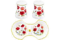 Набор д/специй 2 пр.  Маки 16,5*9*7,5 см на подставке NEW BONE CHINA - Elan gallery фото 6