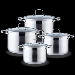 Набор посуды нерж. "Kelli" 4 пр со стекл. крышками, арт. KL-4207