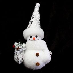 Новогодняя декорация снеговик 35 см белый с пайетками