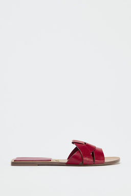 CROSS-STRAP FLAT LEATHER SANDALS - Zara фото 21