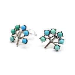 Пусеты С925 с бирюзой 12*12мм, 1,9г