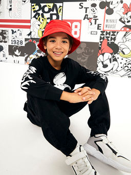 Bisiklet Yaka Mickey Mouse Bask?l? Uzun Kollu Pamuklu Erkek ?ocuk Ti??rt - Waikiki фото 2