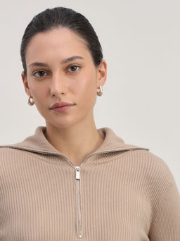 Джемпер в рубчик с молнией / Zarina  фото 6