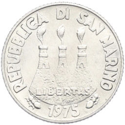 Монета 2 лиры 1975 года Сан-Марино