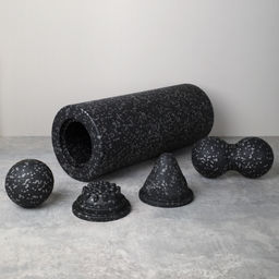 Набор массажный для МФР 5в1 / Ролик 37Х15 / мяч 8см /двойной мяч 16Х8 / массажный конус 9.8Х8 / массажная полусфера 9.8Х4.5 / Black+ Gray /уп 12 - Галеонтрейд фото 4