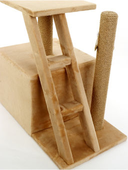 Домик для кошек с когтеточкой «Домосед», с лестницей и площадкой, 60×35×56 см, бежевый