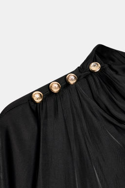 SATIN BLOUSE WITH SHOULDER BUTTONS - Zara фото 8