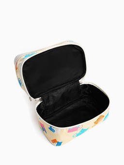 Косметичка - органайзер на молнии, с отделами, с рисунком, бежевая