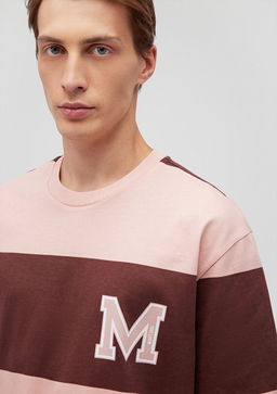 M Bask?l? Cizgili Tisort - Mavi фото 5