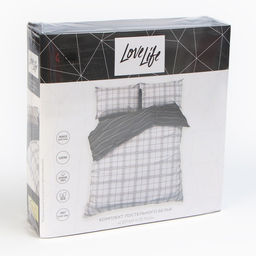 Постельное бельё LoveLife 2сп Серая клетка, 175х215см, 200х225см, 50х70см-2шт, 100%хлопок, сатин, 125г/м  фото 5