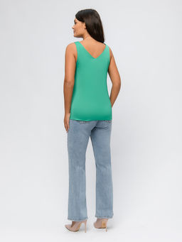 Топ зеленого цвета с V-образным вырезом - 1001dress фото 3