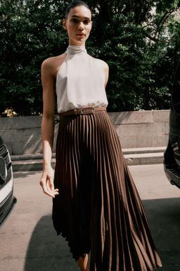 PLEATED COMBINED MIDI DRESS - Zara фото 11