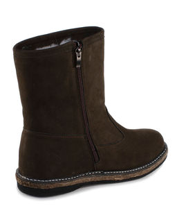 Полусапоги мужские на войлочной подошве, Коричневые. Нубук. Молния.