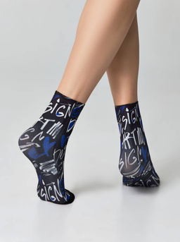 Цена за 2 пары. Носки Классические CONTE FANTASY Плотные носки с черным мыском и рисунком Art Design mix - Conte elegant фото 4