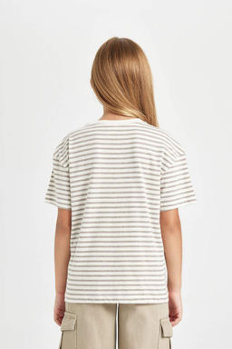 Школьная футболка Relax Fit с круглым вырезом и короткими рукавами для девочек - Defacto фото 7