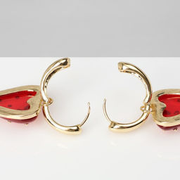 Серьги ассорти «Клубника-сердце», красные в золоте