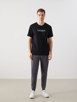 Bisiklet Yaka K?sa Kollu Bask?l? Penye Erkek Ti??rt