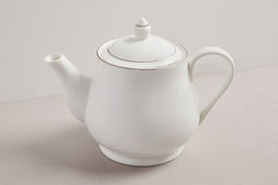 Чайник заварочный, 1 л, фарфор P, белый, с серебристым кантом, White Platinum