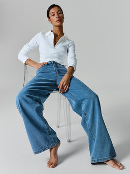 Джинсы Wide leg fit женские синие