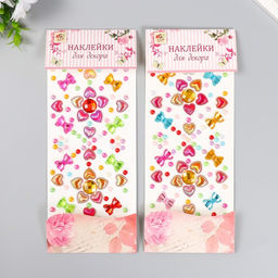 Наклейка пластик стразы Розочки и бантики МИКС 25х10 см - Арт узор фото 5