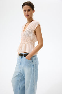 Blusa de algod?n con frunces - H&m фото 6