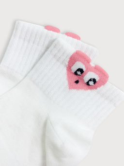 Цена за 5 пар! Носки детские белые с объемным рисунком в виде сердца - Mark formelle фото 4