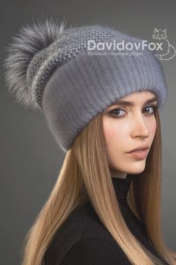 Шапка Оливия норка трикотаж сапфир