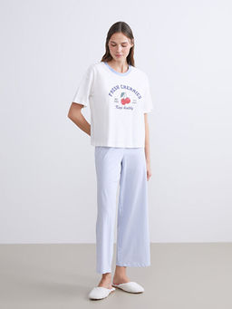 Kiraz Bask?l? Kad?n Kaprili Pijama Tak?m?