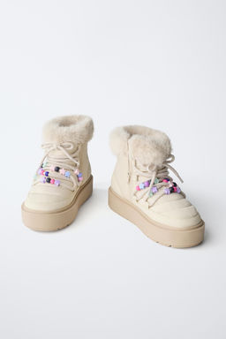 BEADED ANKLE BOOTS WITH FAUX FUR LINING - Zara фото 3