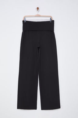 TRENDYOLMILLA Siyah Beli Esnek Lastikli Wide Leg/Genis Paca Dokuma Pantolon TWOSS25PL00019 фото 9