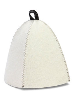 Шапка для бани с принтом "Березки и небо", белая