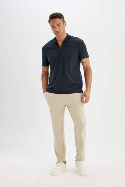 New Regular Fit Fermuarl? K?sa Kollu Basic Duz Polo Tisort - Defacto фото 5