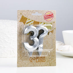 Свеча в торт Грань, цифра 3?, серебряный металлик, 6,5 см - Страна карнавалия фото 2