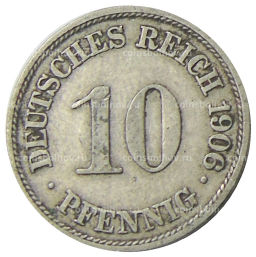 10 пфеннигов 1906 года А Германия