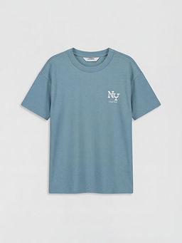 Bisiklet Yaka Bask?l? Erkek ?ocuk Soft Touch Ti??rt
