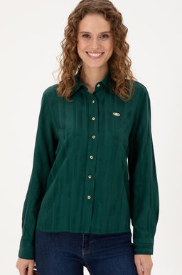 Женская темно-зеленая рубашка с длинным рукавом Неожиданная скидка в корзине - U.s. polo assn фото 3