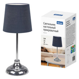 UML-B309 E14 CHROME/DARK BLUE Светильник настольный декоративный под лампу Е14, 40W. Механический выключатель. Хром/Темно-синий. ТМ Uniel - Volpe фото 7