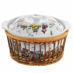 Кастрюля керамическая для запекания 1.8л (24*21*12см) с ротанговой корзинкой (6301) - Kamille фото 7