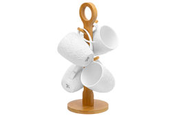 Набор 4 кружек Elan Gallery Розы 300 мл на деревянной подставке с ручкой