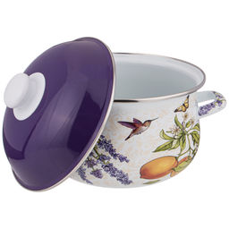 КАСТРЮЛЯ AGNESS ЭМАЛИРОВАННАЯ С ЭМАЛ.КРЫШКОЙ СЕРИЯ ПРОВАНС ЛИМОНЫ 2.8 Л, 20*12 СМ фото 3