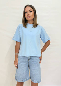 K12856 Футболка OVER SIZE ГОЛУБОЙ