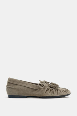 SPLIT SUEDE LOAFERS WITH TASSELS - Zara фото 7