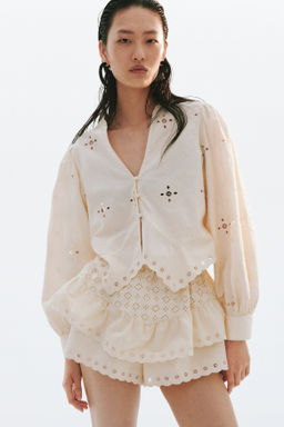 Pantal?n corto de algod?n con bordado ingl?s - H&m фото 6
