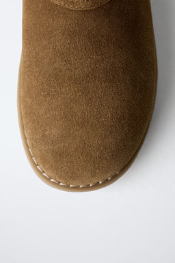 LEATHER ANKLE BOOTS WITH FAUX SHEARLING - Zara фото 6