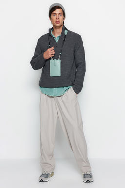 TRENDYOL MAN Indigo Casual Regular Yar?m Bal?kc? Yaka Duz Triko Kazak TMNAW22KZ1908 - Trendyolmilla фото 4