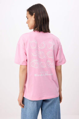 Ekru Bask?l? Oversize/Genis Kal?p Dusuk Kol K?sa Kollu Tok %100 Pamuk Orme T-Shirt TWOSS26TS00160 - Trendyolmilla фото 8