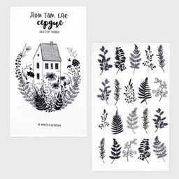 Набор полотенец кухонный Доляна Листья 35х60см-2шт, 100% хлопок  фото 5