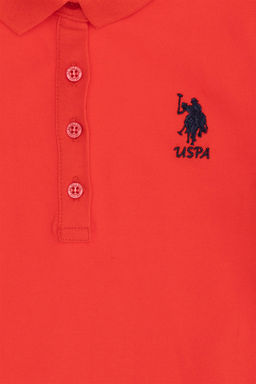 Красное трикотажное платье с воротником-поло для девочек и короткими рукавами Неожиданная скидка в корзине - U.s. polo assn фото 5